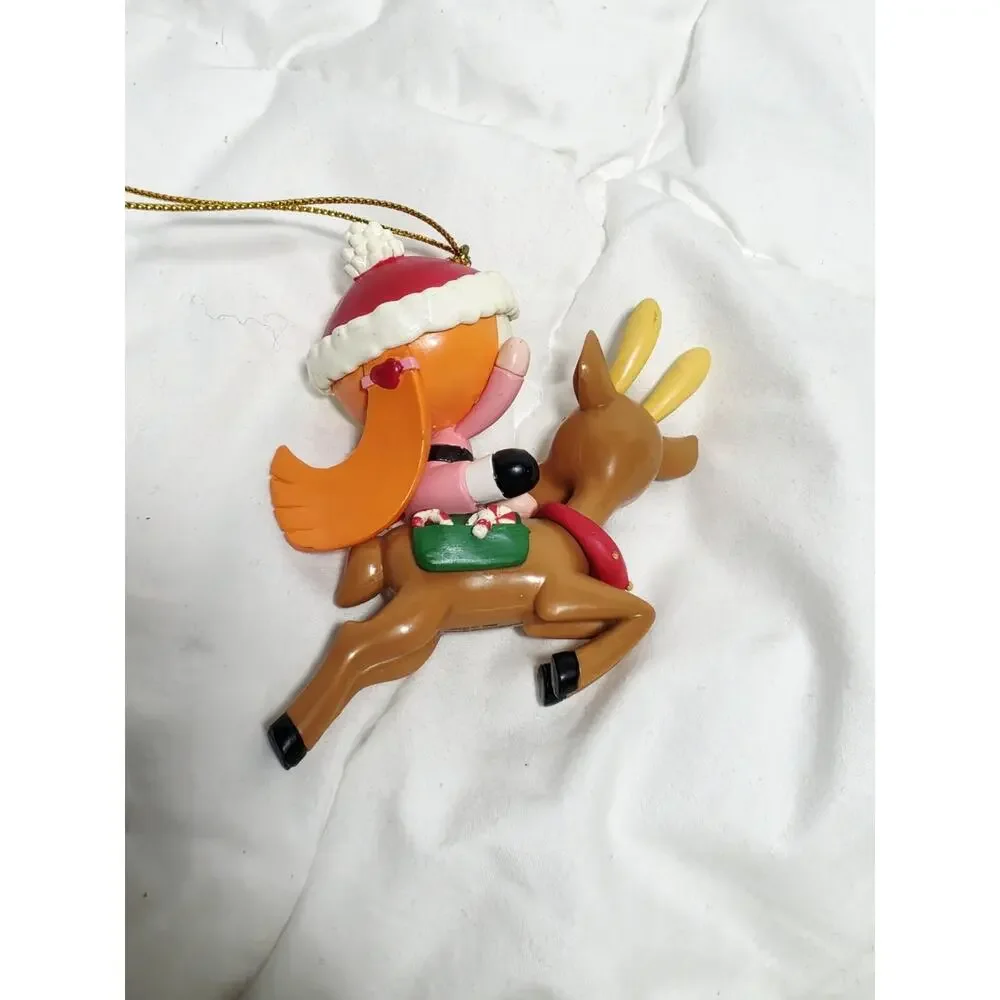 Powerpuff Girls Christmas Ornament Blossom Riding Reindeer Cartoon Network 2002